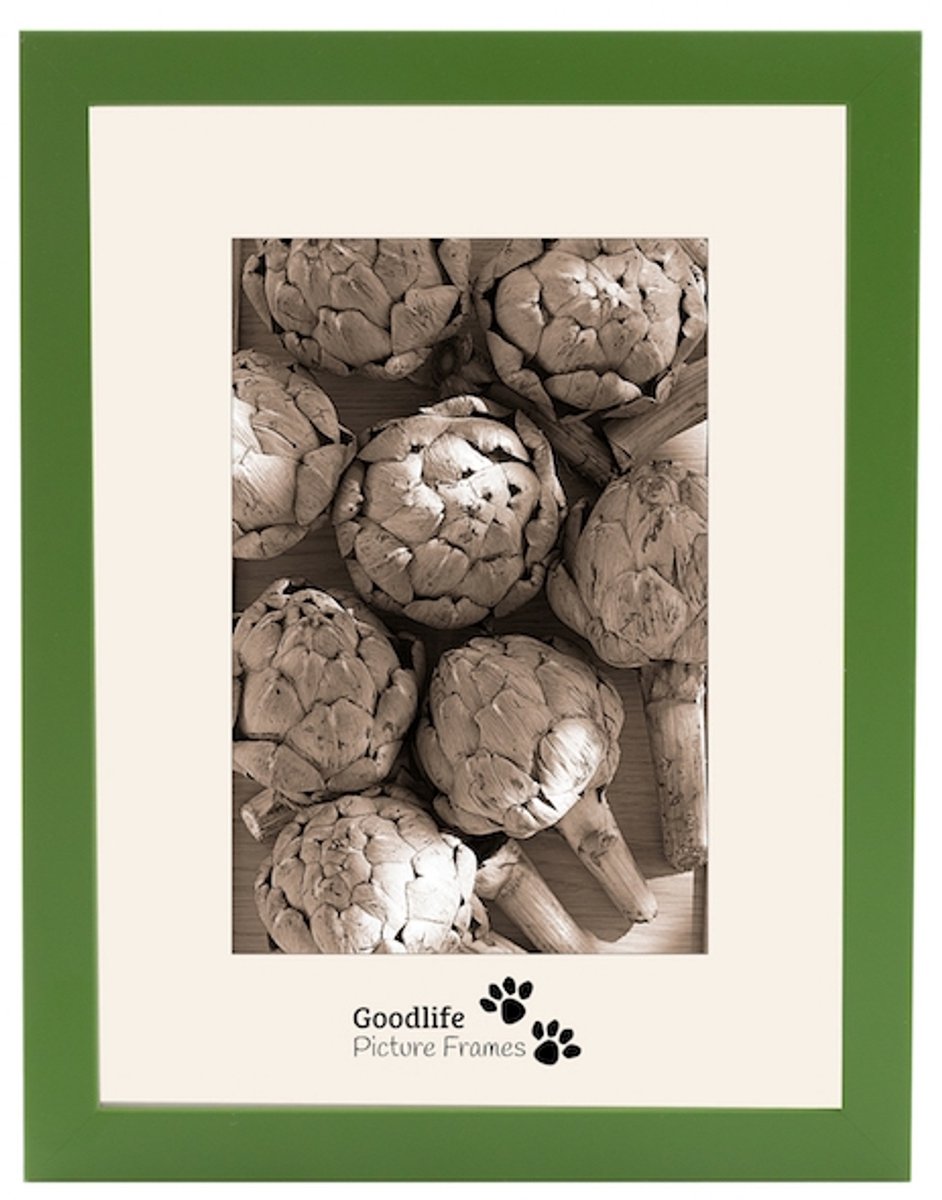 Houten Fotolijst Anitra Lichtgroen - 14.8x21 (DIN A5) - Anti-reflectie glas - 18 mm breed profiel - Goodlife Picture Frames