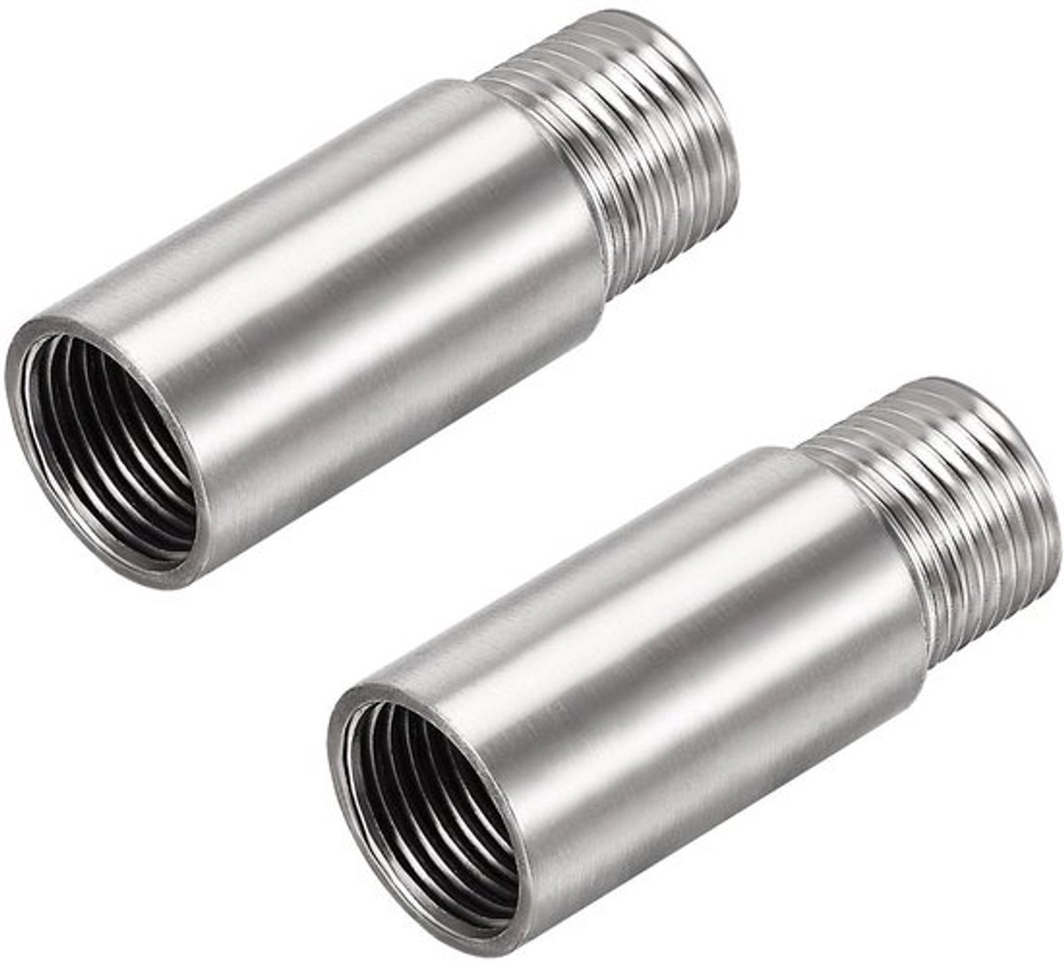 2 stuks Douchekop Verlengarm, 6 cm Douchearm Verlengstuk G 1/2 Inch RVS Douchearm Verlenging, Ronde Pijp voor Badkamer Accessoire (6 cm)