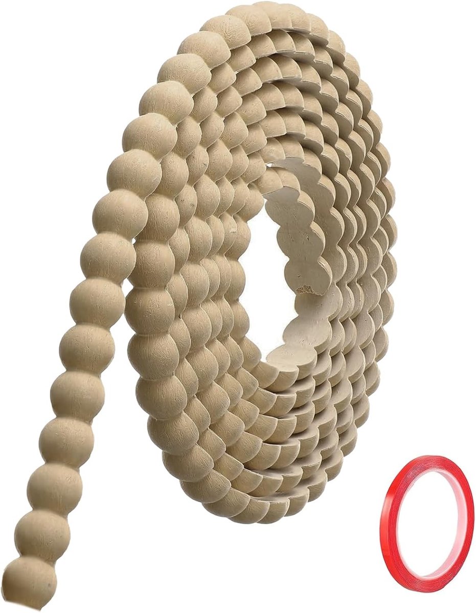 Decoratieve Zelfklevende Houtlook Moulding (3m x 20mm), Flexibele PVC Wandafwerking met 3D Houten Rand, Perfect voor Muren, Spiegelomlijsting en Plafonds