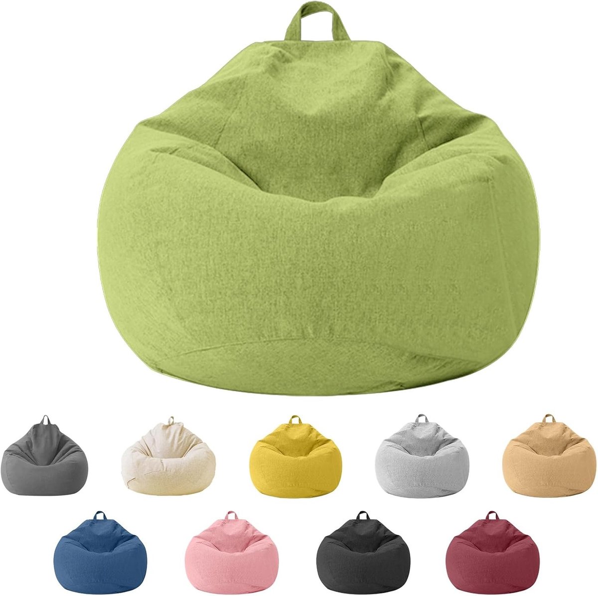 Zitzak voor Kinderen en Volwassenen, Alleen Hoes (zonder Vulling), Zitzak Stoel voor Slaapkamer, Kantoor en Woonkamer (Groen)