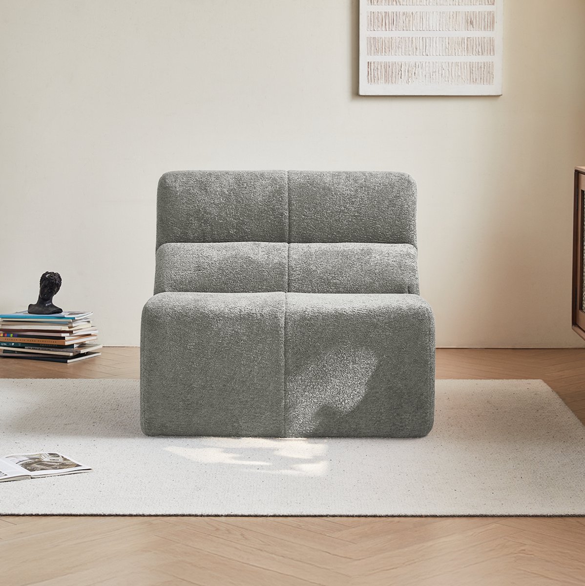 FloraGrace Fauteuil 93 X 109 X 79 Cm - Ergonomisch Compressiesofa Zonder Montage - Voor Woonkamer Of Kantoor - Velvet - Lichtgrijs
