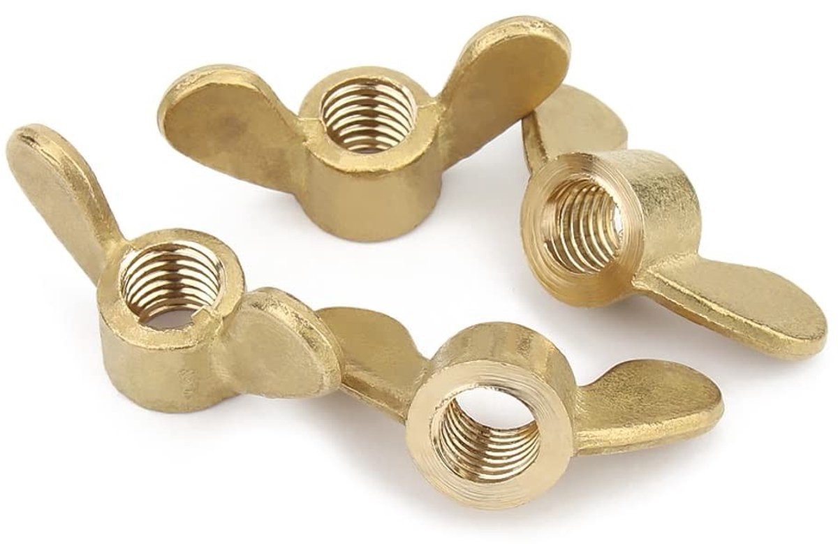 Koperen vleugelmoeren M3-M12, 6 stuks - Ideaal voor bevestigen, klussen en hobbyprojecten