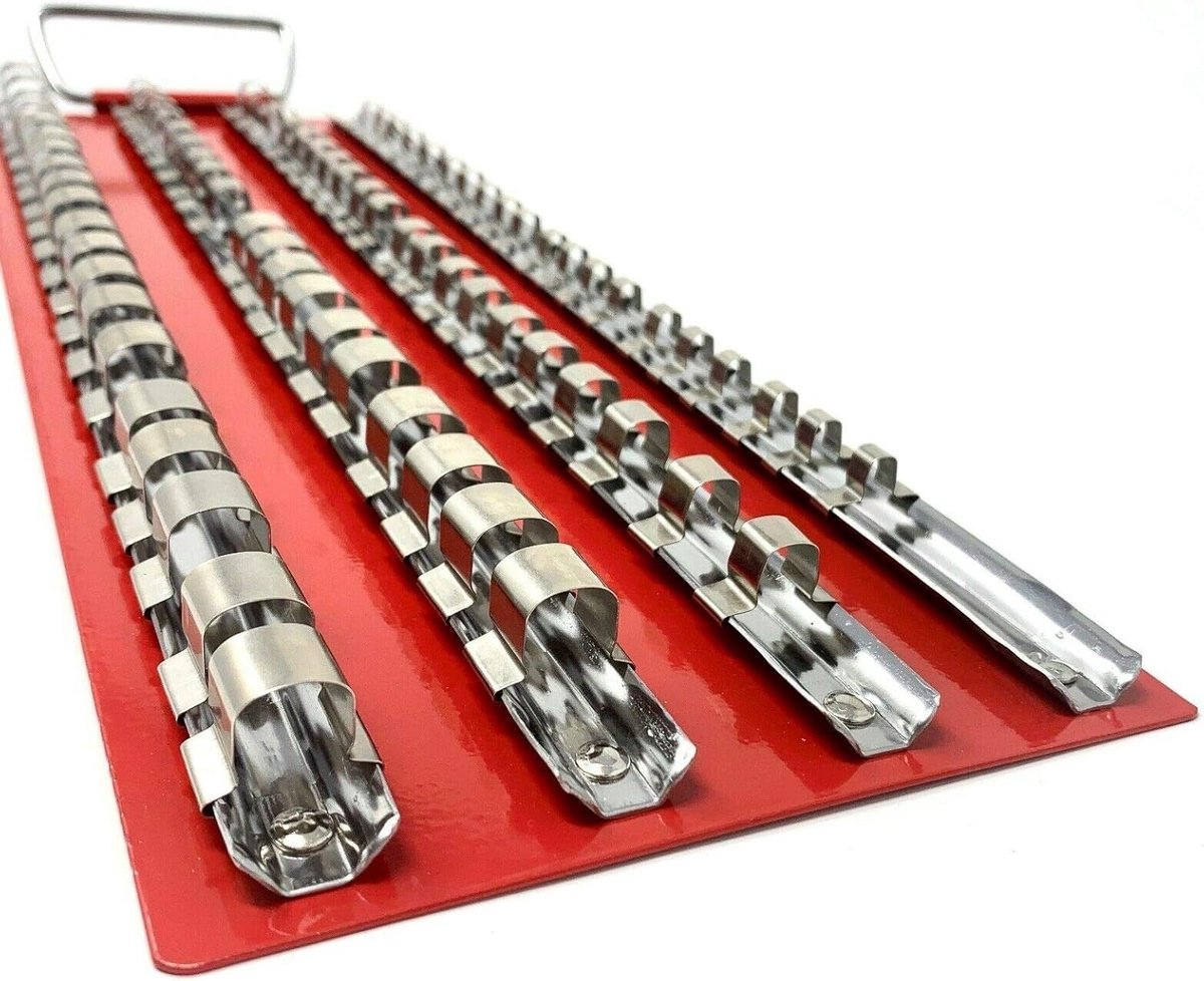 Complete 80-delige Clips Socket Organizer Tray voor 1/2", 1/4" en 3/8" opbergrek voor gereedschap
