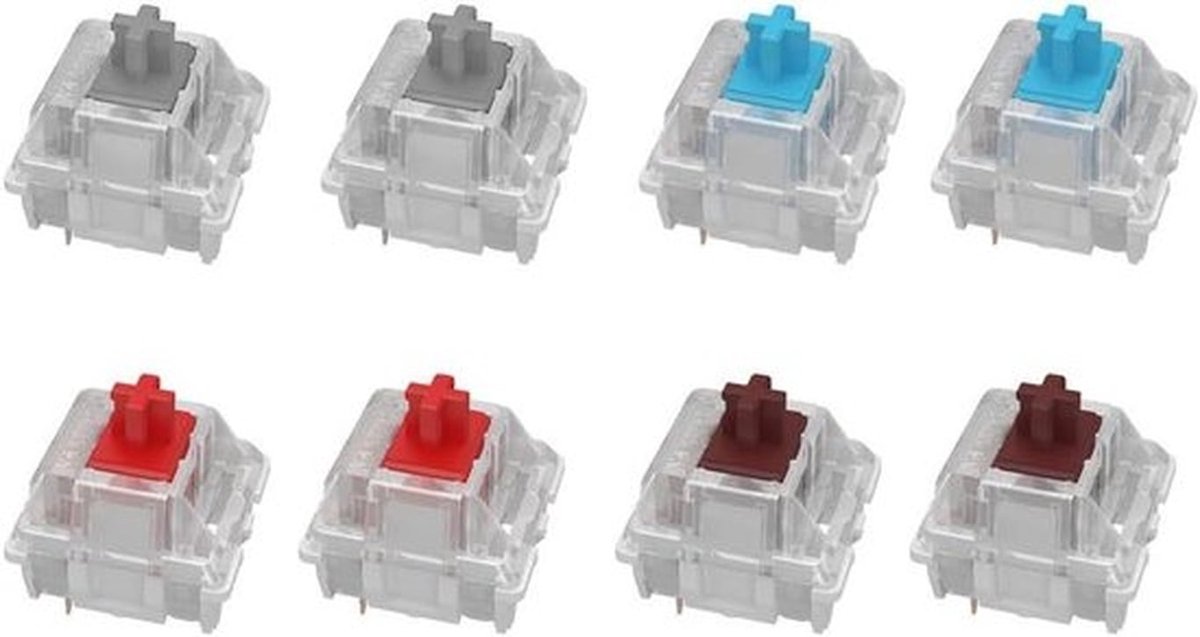 Mechanische Toetsenbordschakelaars - Zelfbouw Hot-Swap - Gaming - Lineaire Schakelaar - Agile - Direct - MX RGB-schakelaar - Geschikt voor Gamingtoetsenborden - 8-stuks - Zwart.