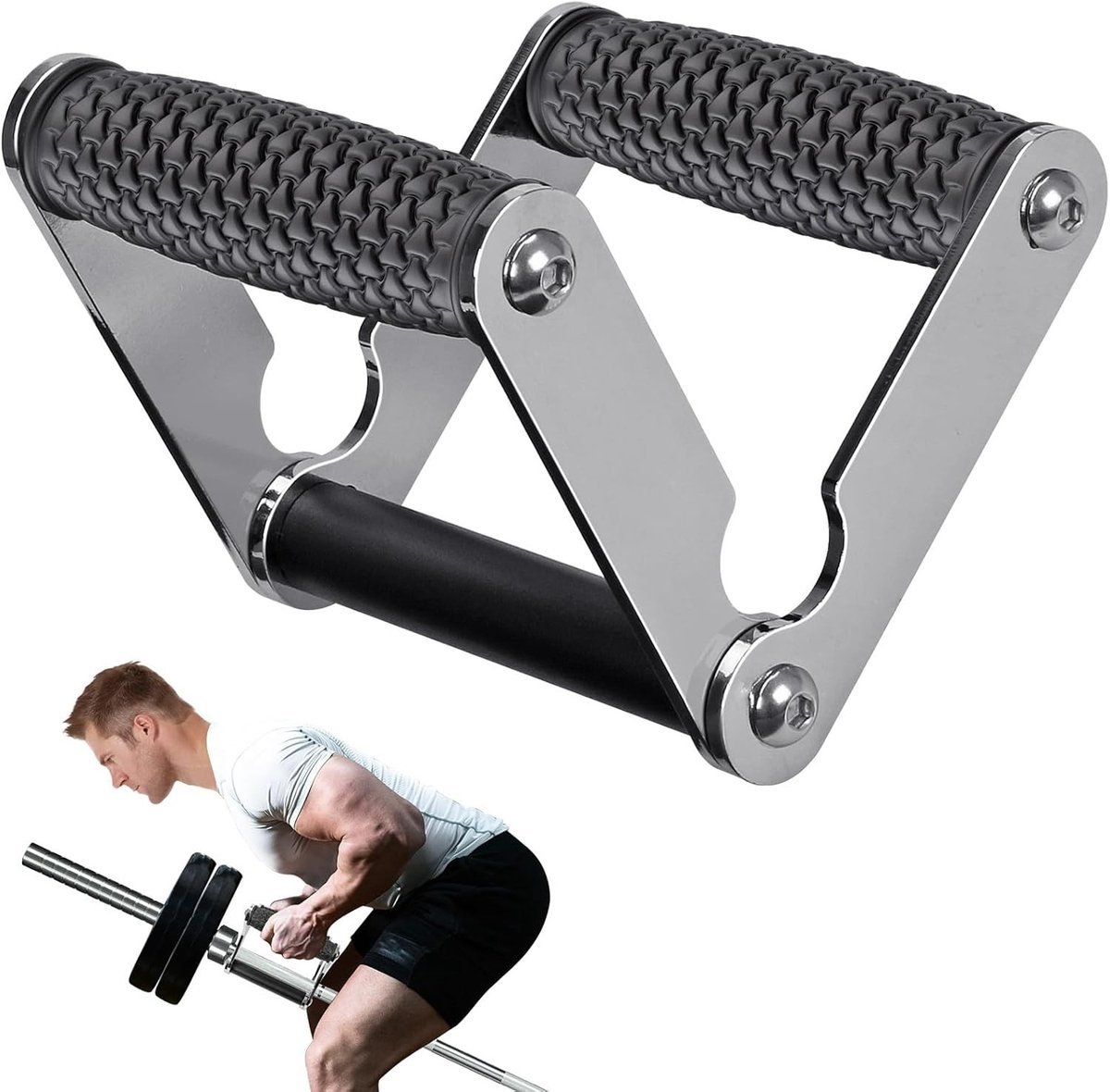 T Bar en V Bar Landmine Handgreep Bevestiging voor 2" Halterstangen, Stevige Multi-Grip T Row Bevestiging met Antislip Rubber Handgreep, Geschikt voor 5cm Olympische Halters voor Krachttraining en Fitness