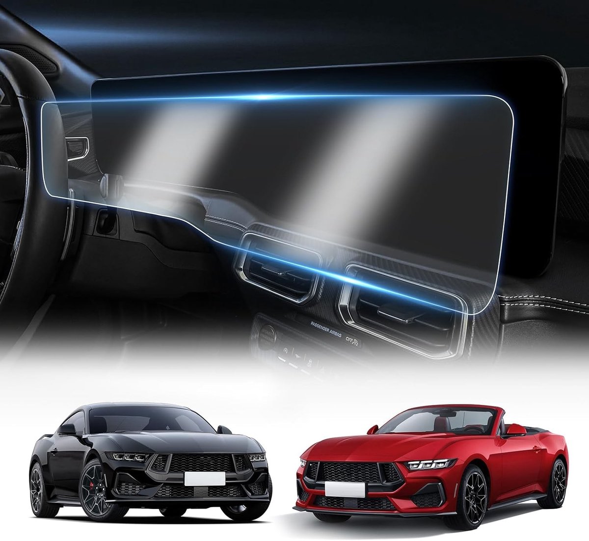 4 Stuks TPU Navigatie Touchscreen Beschermfolie voor Ford Mustang 2024 2025 - 9H Krasbestendig, Waterdicht en Spiegelfolie Accessoires Set