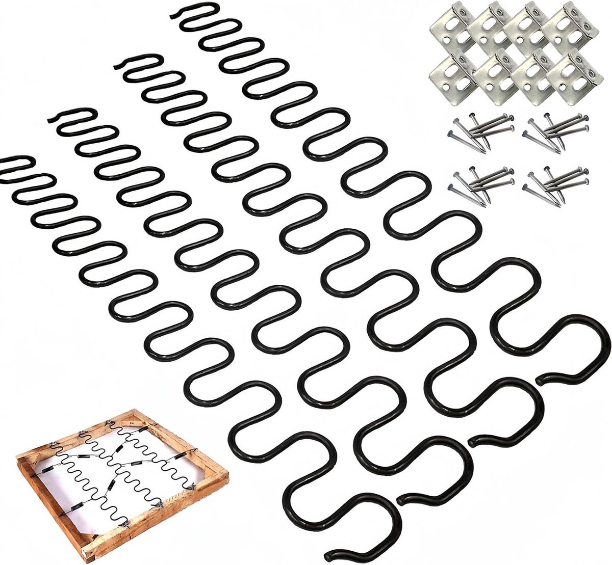 4 Stuks Vervangende Sofa Spiralen 75 cm voor Meubelherstel - Coilspring Set met Bevestigingsclips en Schroeven voor Banken en Stoelen