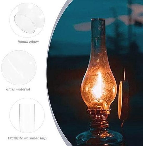 Olielamp Schoorsteen van Helder Glas 2 Inch Basis, 9,7 Inch Hoog, Hittebestendig, Klassiek Design — afbeelding 2