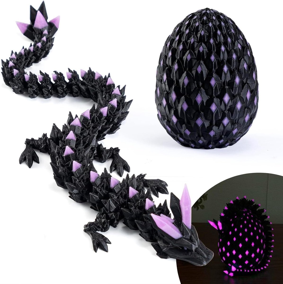 Realistisch 3D-geprint drakenei met beweegbare drakenfiguren, unieke woondecoratie en creatief speelgoed voor verjaardagen en speciale gelegenheden