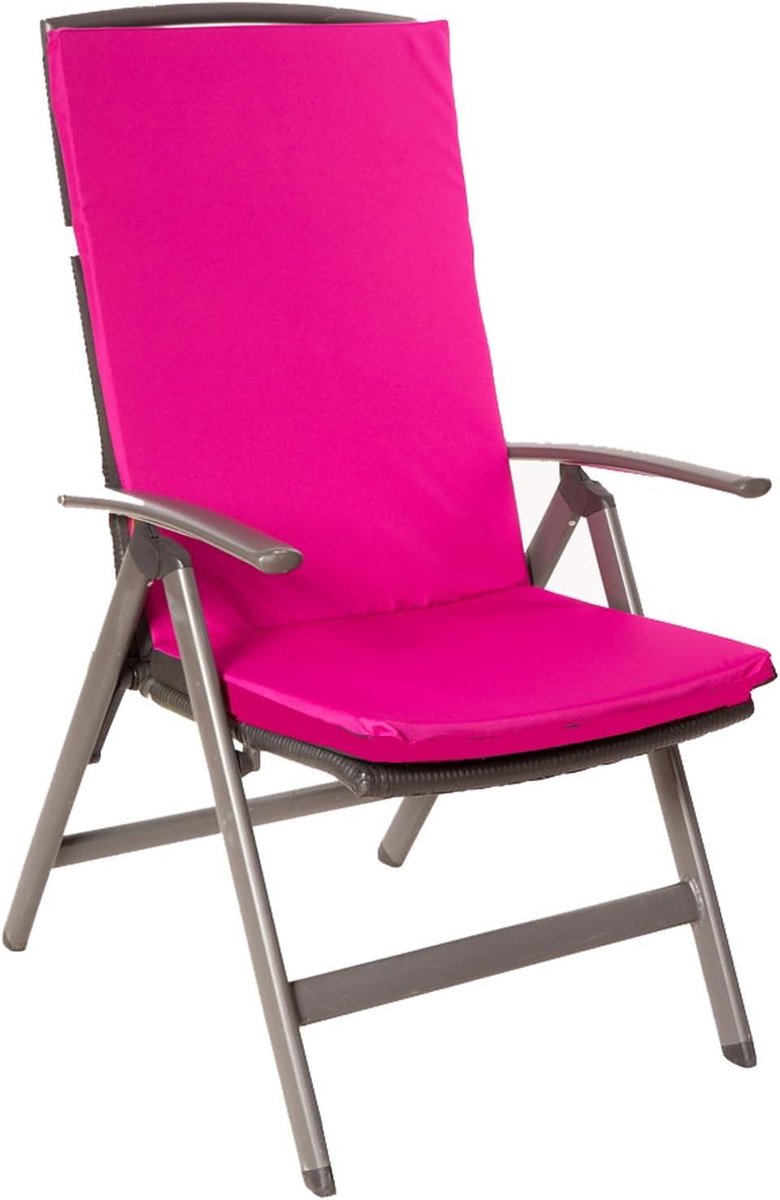 Zitkussens Tuinstoel - Kussens Hoge Rug - Comfortabel Zitten - Met Elastische Band - 47x45x65 cm - Roze