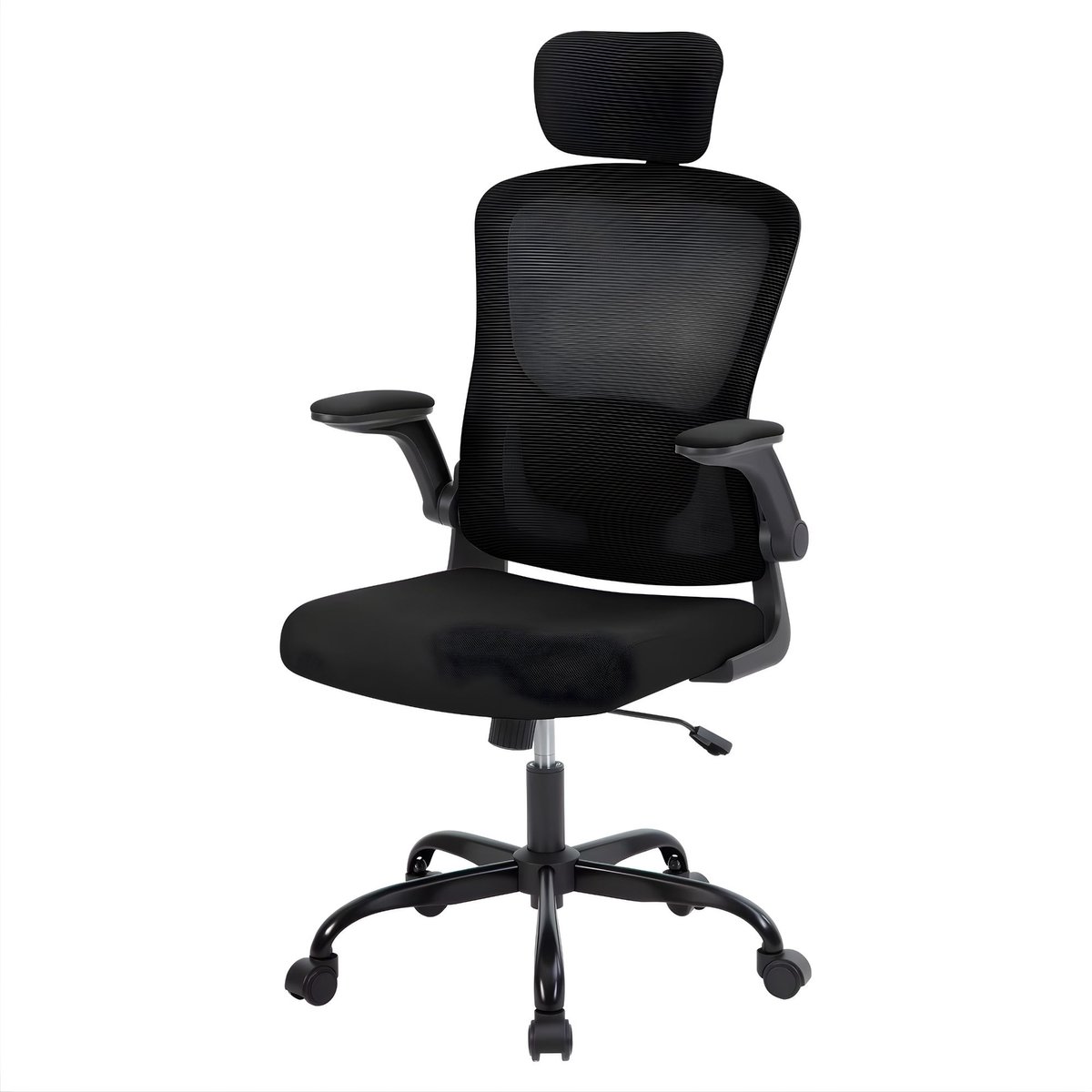 Bureaustoel - Ergonomische Mesh Stoel met Hoge Rug, 2D Hoofdsteun, Lendensteun, verstelbaar Armleuningen en Kantelfunctie - Zwart