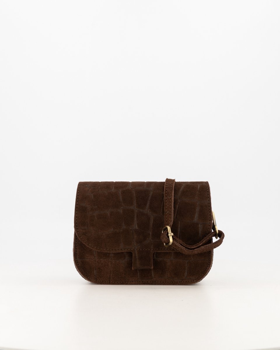 Teatro - Flora - Crossbodytasje - Suede - Leer - Croco -Donkerbruin