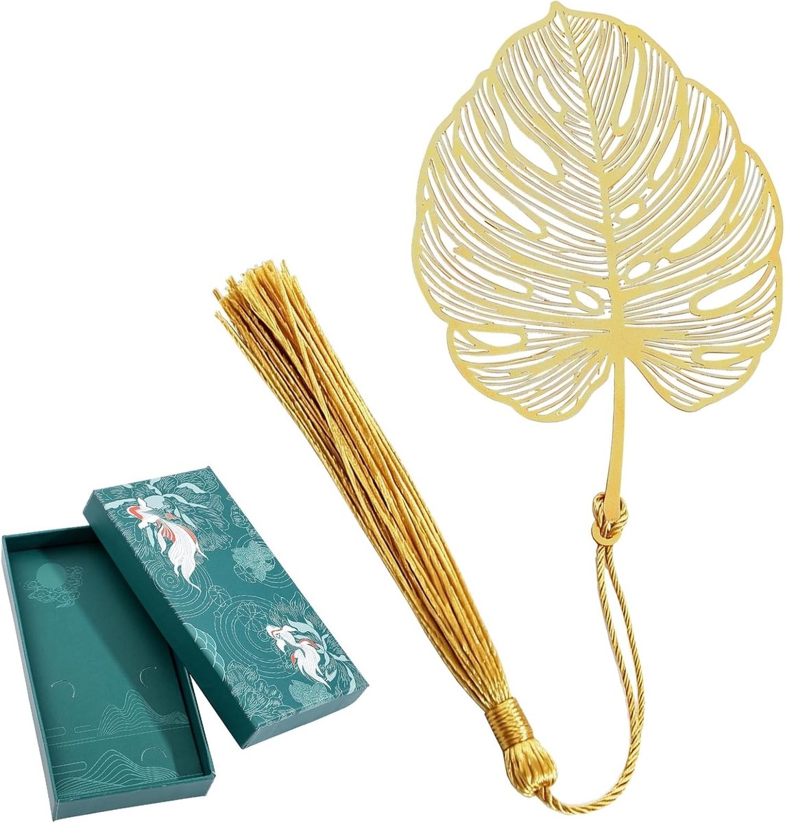Elegante metalen boekenlegger in geschenkdoos, unieke bladwijzer met kwast voor boekenliefhebbers, ideaal voor vrouwen, mama's, oma's en leraren (goud)