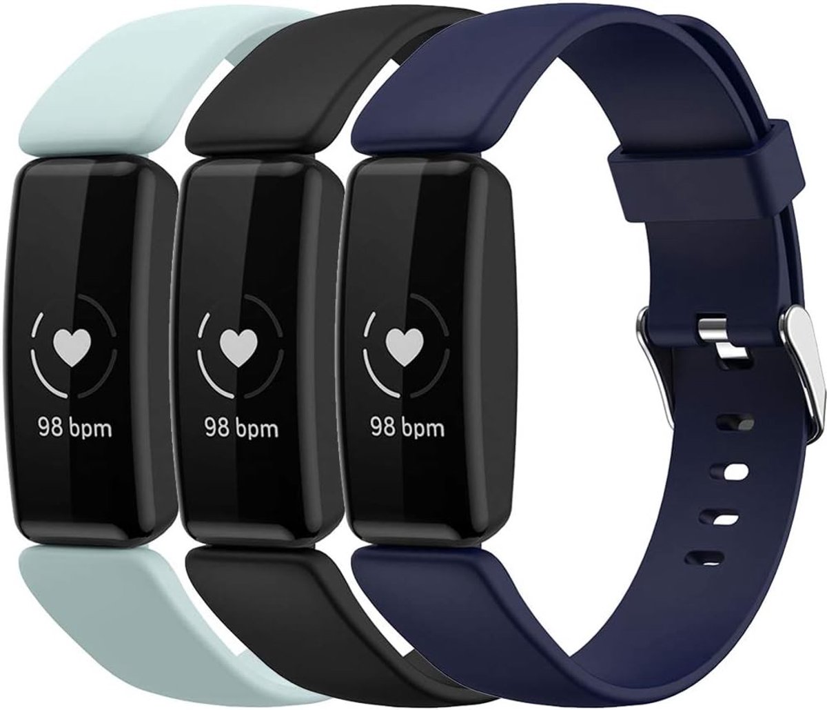 Zachte silicone sportbanden in 3-pack, kleurrijke vervangingsarmband voor Fitbit Inspire 2 en Ace 3, comfortabel en duurzaam