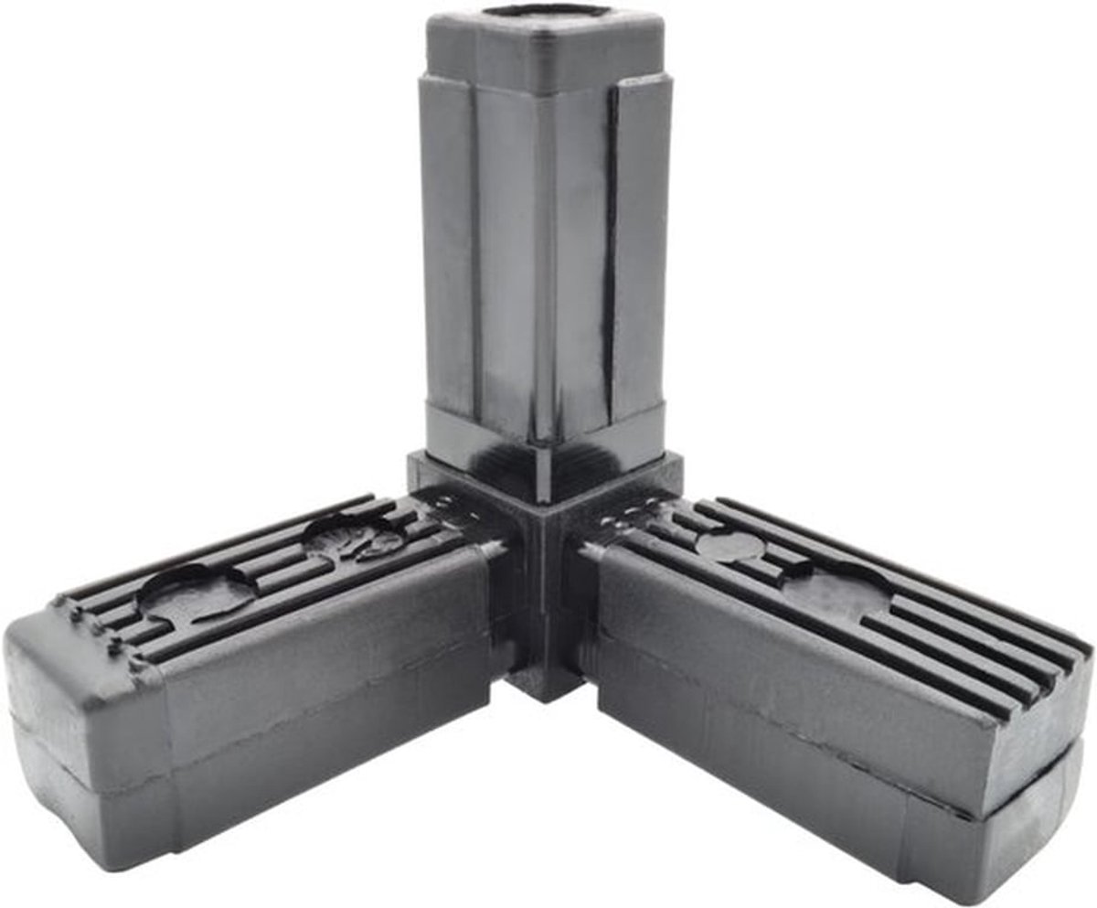 Connector 4x Voor Vierkante Buizen 25mm - 90Â° Hoek - Afgeronde Kop