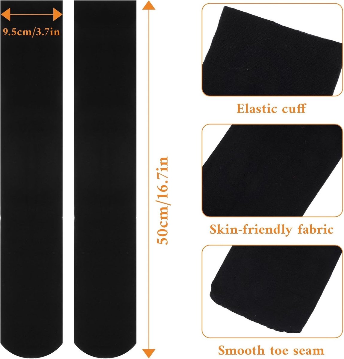 Zwarte overknee-kousen voor dames, nylon hoge sokken, compressiekousen voor dagelijks gebruik, cosplay en feestdagen
