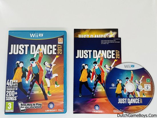Verpakking van Just Dance 2017 voor Wii U met spelers en game disc.