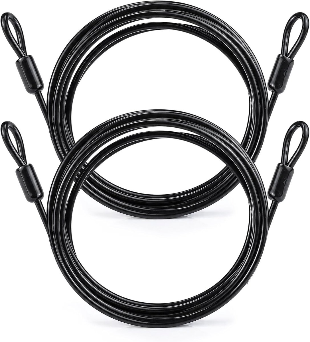 Luskoord Staalkabel met Ogen, 3m x 4mm | Zwarte veiligheidskabel voor fiets, aanhanger en gereedschap