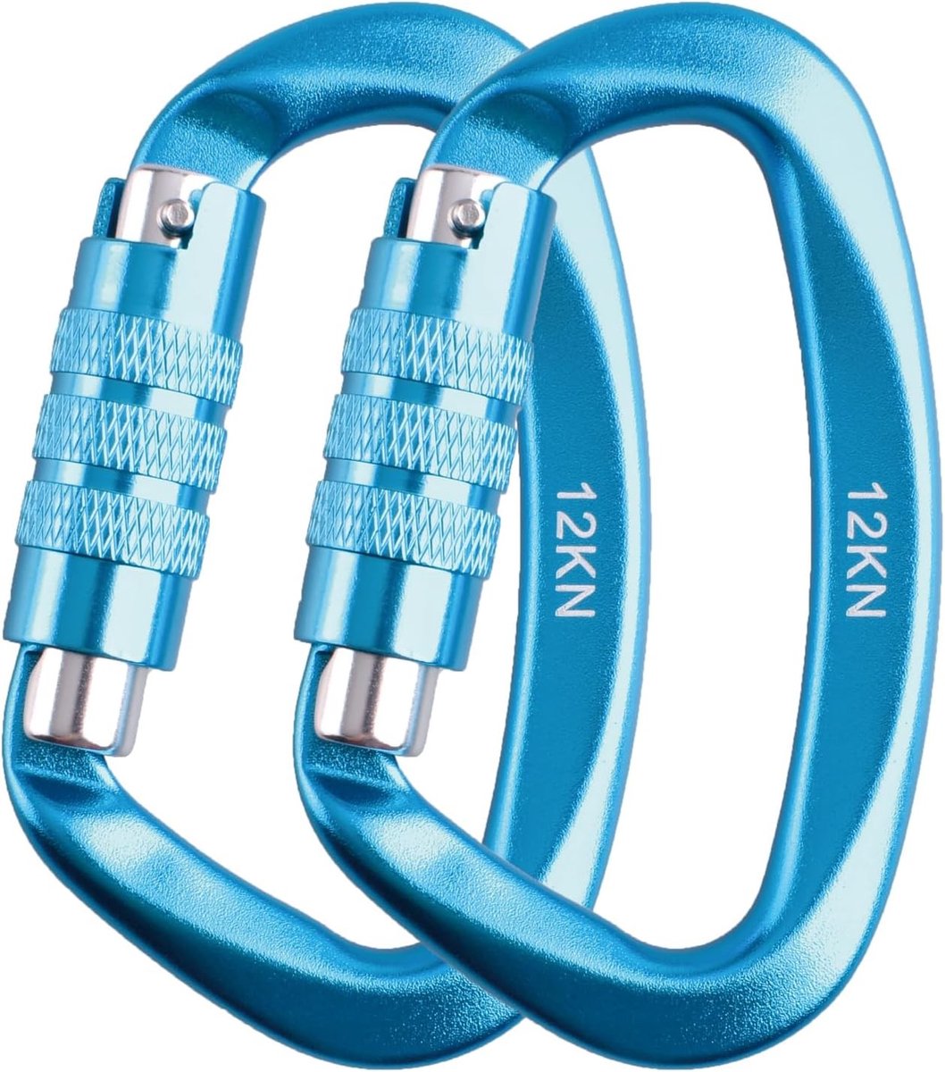 12 KN Aluminium Carabiner met Automatische Vergrendeling voor Hammock, Kamperen en Wandelen