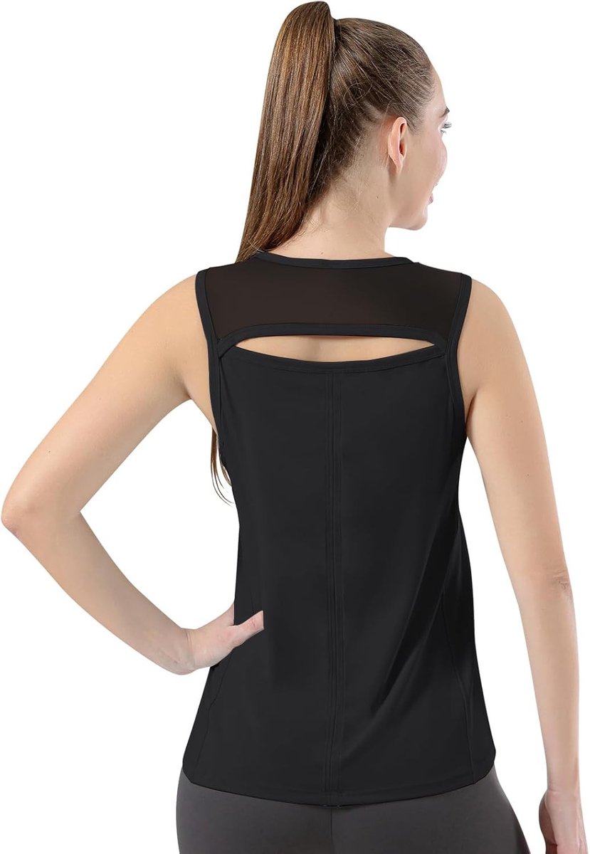Dames Sporttops Sneldrogend voor Tennis, Golf en Yoga - Mouwloze Atletische Shirts met Mesh Open Rug