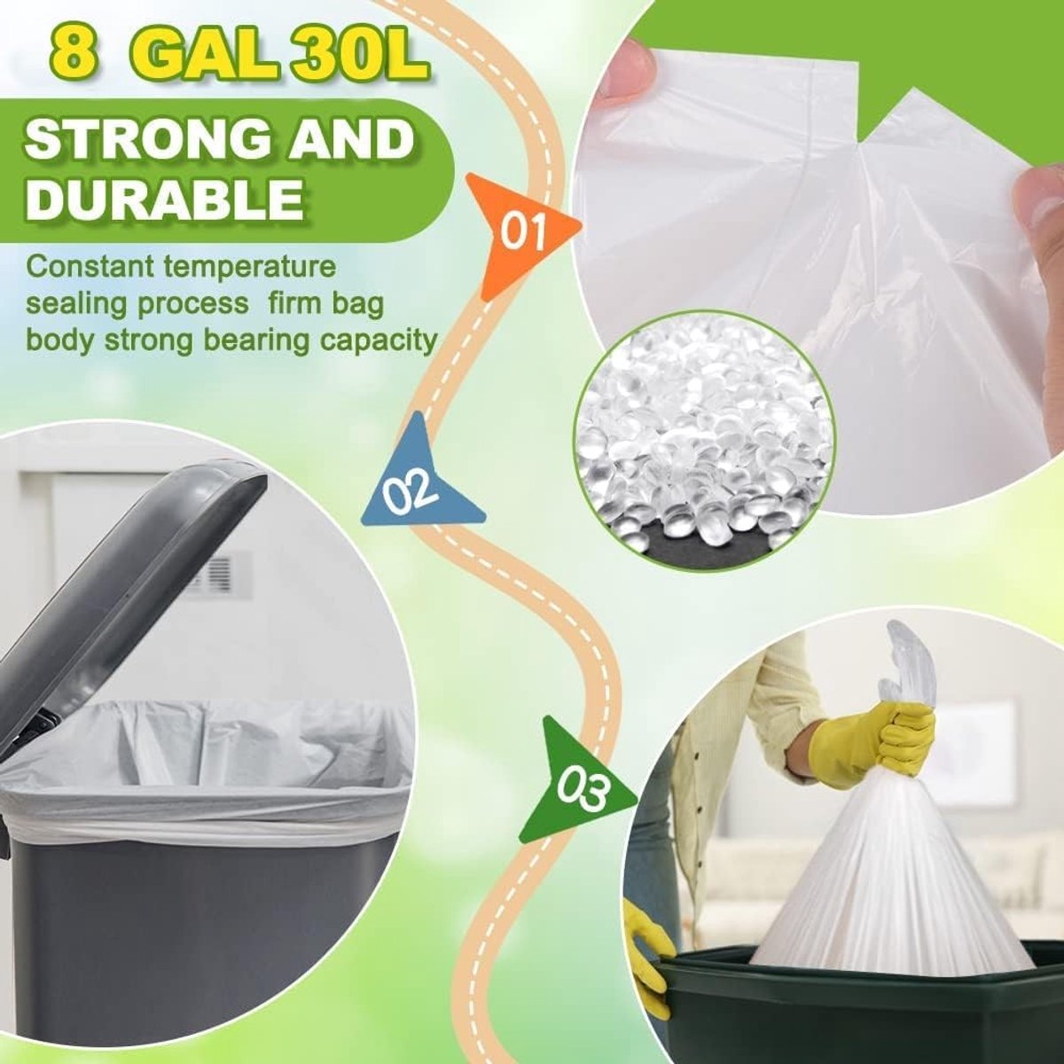 Middelgrote Vuilniszakken - Plastic - Lekvrij en Scheurbestendig - Doorzichtig - Voor Badkamer, Slaapkamer en Kantoor