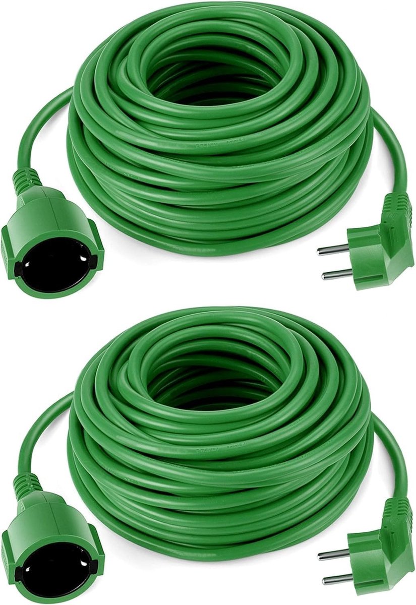 Schuko Verlengkabel - Groen - 30 Meter - Tot 3500 Watt - Voor Buiten