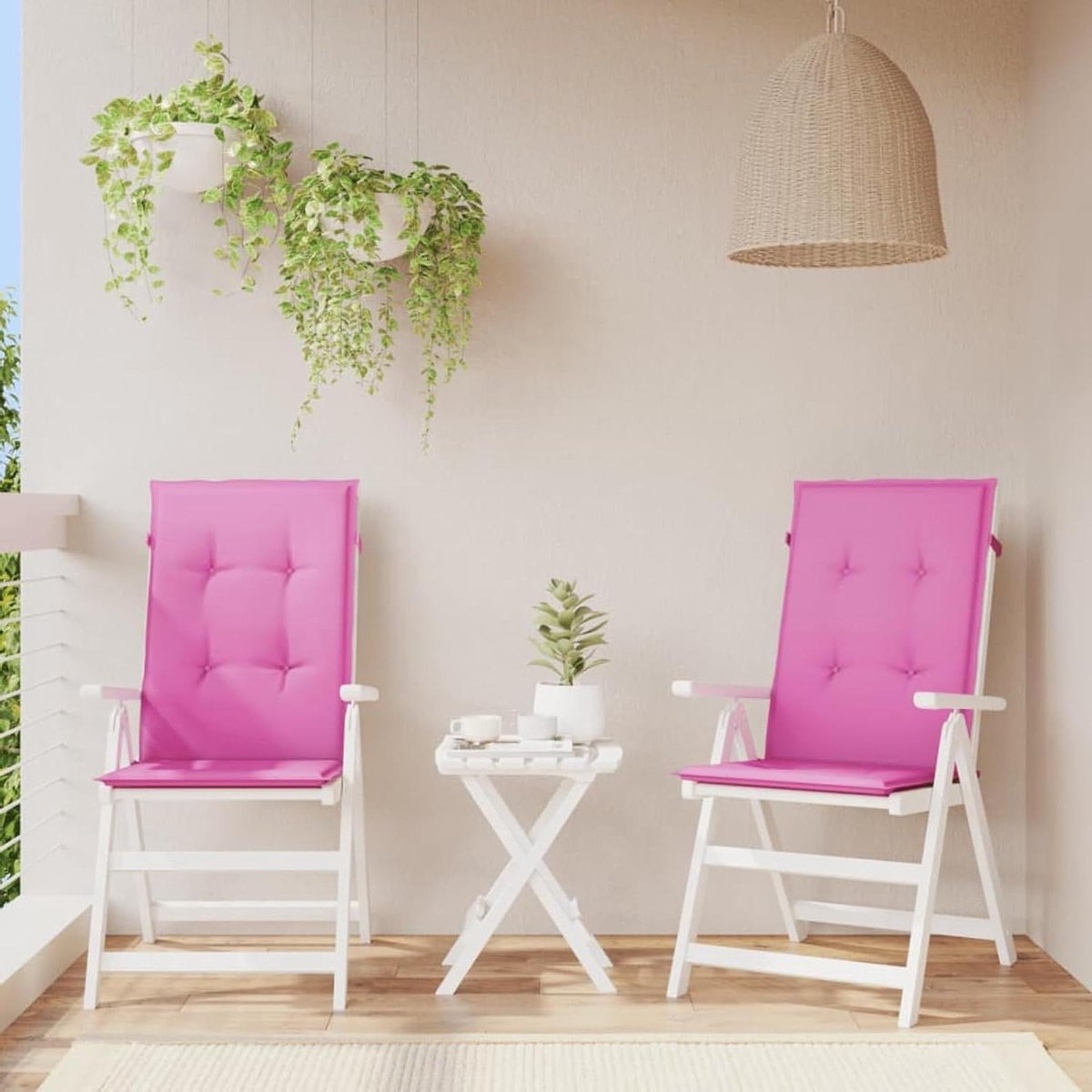 Tuinkussen Hoge Rug - Stoelkussen Buiten - Buiten Zitten - Waterafstotend Polyester - 120 x 50 cm - Roze
