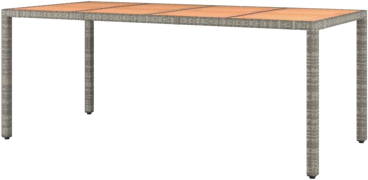 Grijze tuintafel - Terrastafel Buiten - Buiten dineren - Acaciahouten blad - 190 x 90 x 75 cm - Grijs