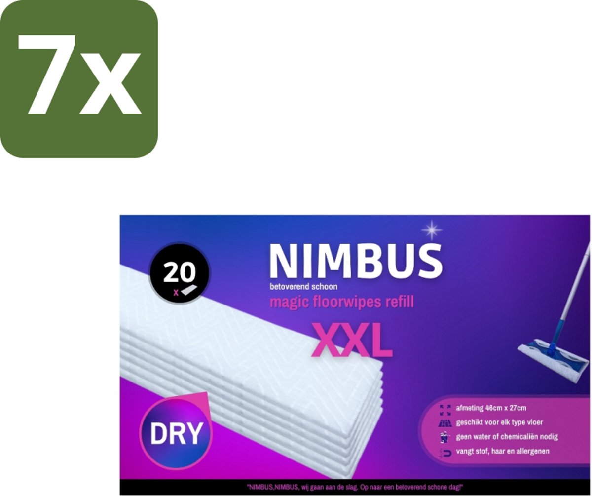 7 x NIMBUS Magic Vloerdoekjes Navulling XXL 20 stuks per verpakking - Vloerdoek - Vloerwisser - Vloerdoekje - Vloer Schoonmaken - Haren Verwijderen