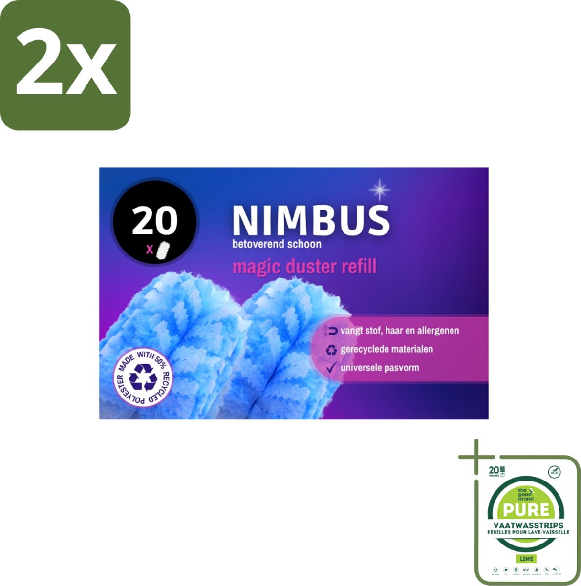 NIMBUS Magic Duster Navulling 20 stuks per verpakking - Voordeelverpakking - 2 stuks - Stofdoekje - Stofverwijderen
