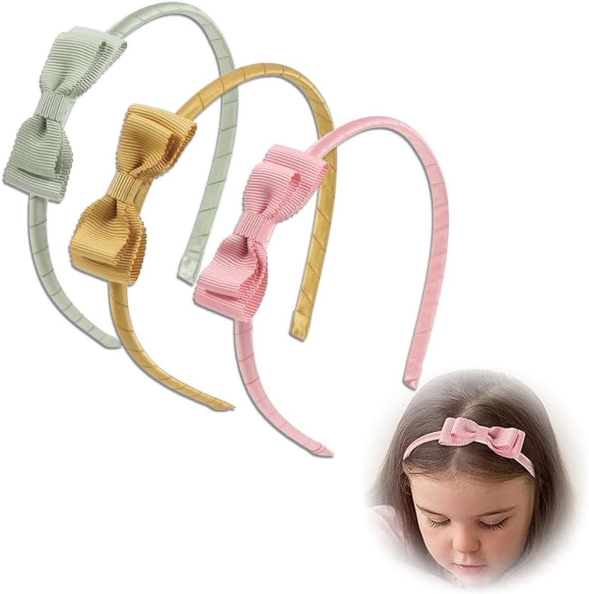 Set van 3 Zijdeachtige Haarbanden voor Meisjes met Strik - Perfect voor Kinderen en Feestjes