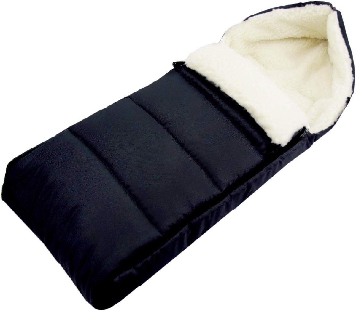 Wintervoetenzak - Knuffelzak baby - Warmte buiten - Met lamswol - 108 cm - Zwart