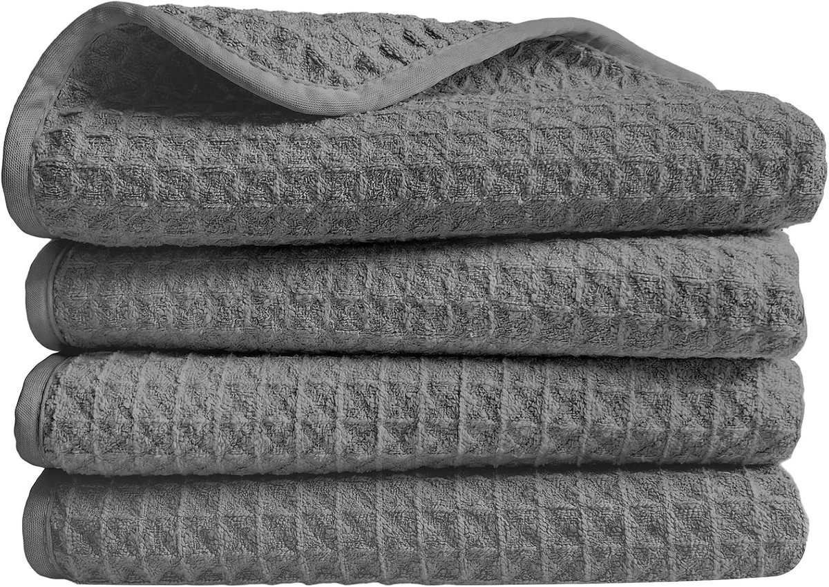 Microvezel Keukendoeken 50 x 70 cm - 4 Stuks Honingraat Vaatdoeken, Zeer Absorberend, Sneldrogend en Pluisvrij, Ideaal voor Keuken en Huishouden