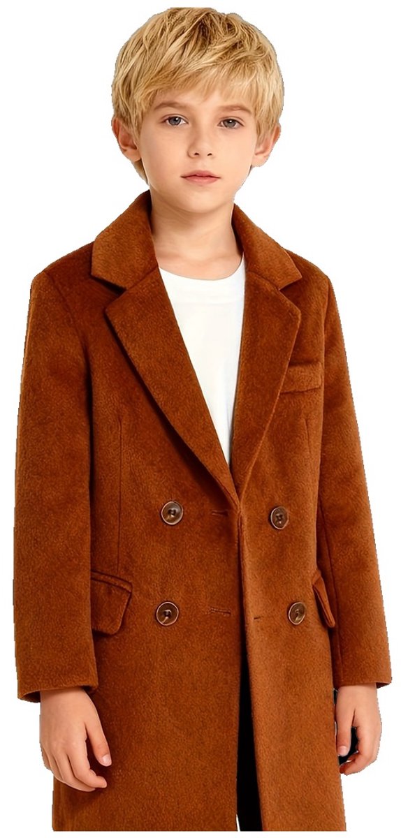 Currero Mantel Jongens Tussenmantel Jongen Winter Jas Mantelpakje Trenchcoat Overjas Overcoat Winterjas 13 Jaar Bruin