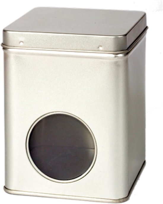 Theeblik Luxe - Bewaarblik - Thee bewaren - Met venster - 100 gram - Zilver — afbeelding 3
