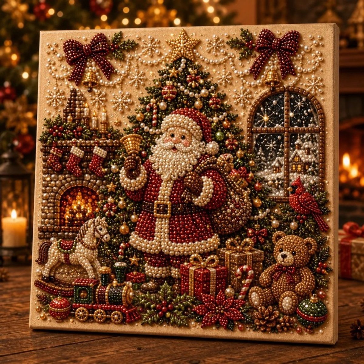 Casalora 3D DIY Kerstman Bezorgt Cadeaus Pare Diamond Painting Kunstset voos Volwassenen & Beginners - 20 x 20 cm