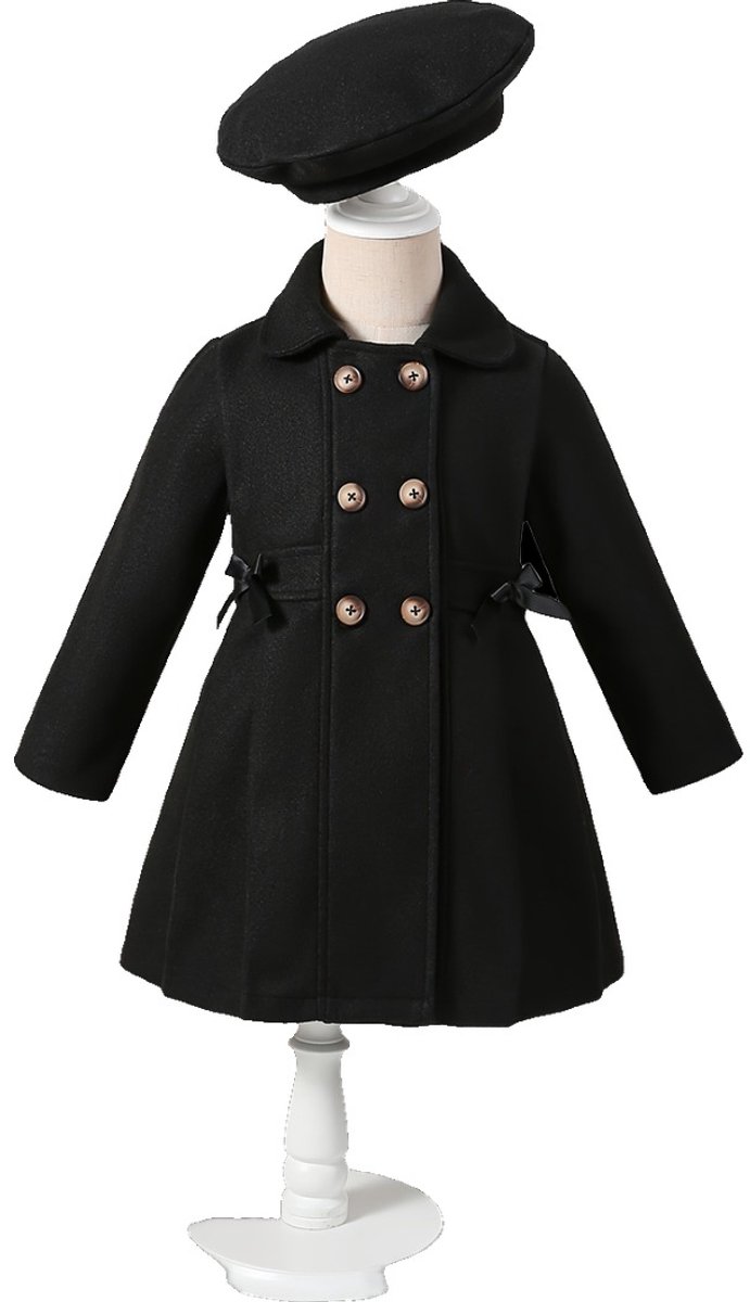 Currero Mantel Meisjes Tussenmantel Meisje Winter Jas Mantelpakje Trenchcoat Overjas Overcoat Winterjas 4 Jaar Zwart