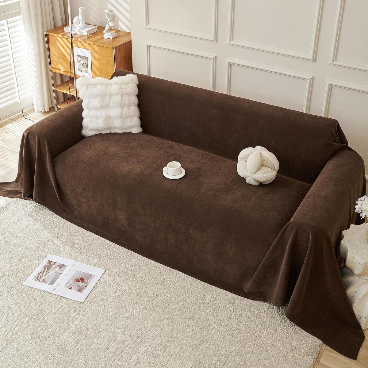 Bankbeschermer voor katten, waterdicht en antislip, ideaal voor hoekbanken, zacht en comfortabel, 300 x 180 cm, grijs, bescherming tegen krassen en vlekken