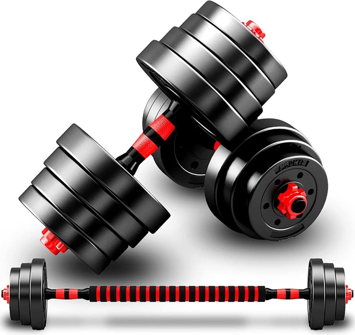 Verstelbare Halters - Fitness Gewicht - Krachttraining Thuis - Drie-in-één Ontwerp - 10 Kilogram - Rood