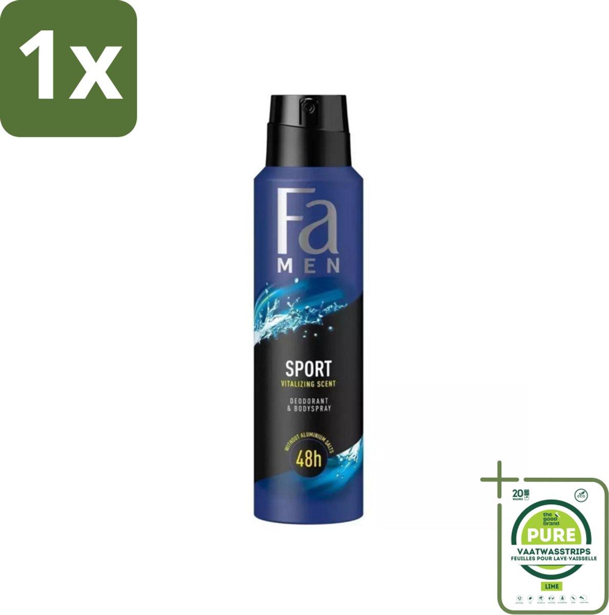 1 x Fa Men - Sport - Deodorant Spray - Vitaliserende Geur - 150 ml - Deodorant - Sport Deodorant - Langdurige Frisheid - Mannen Deodorant - Frisse Geur