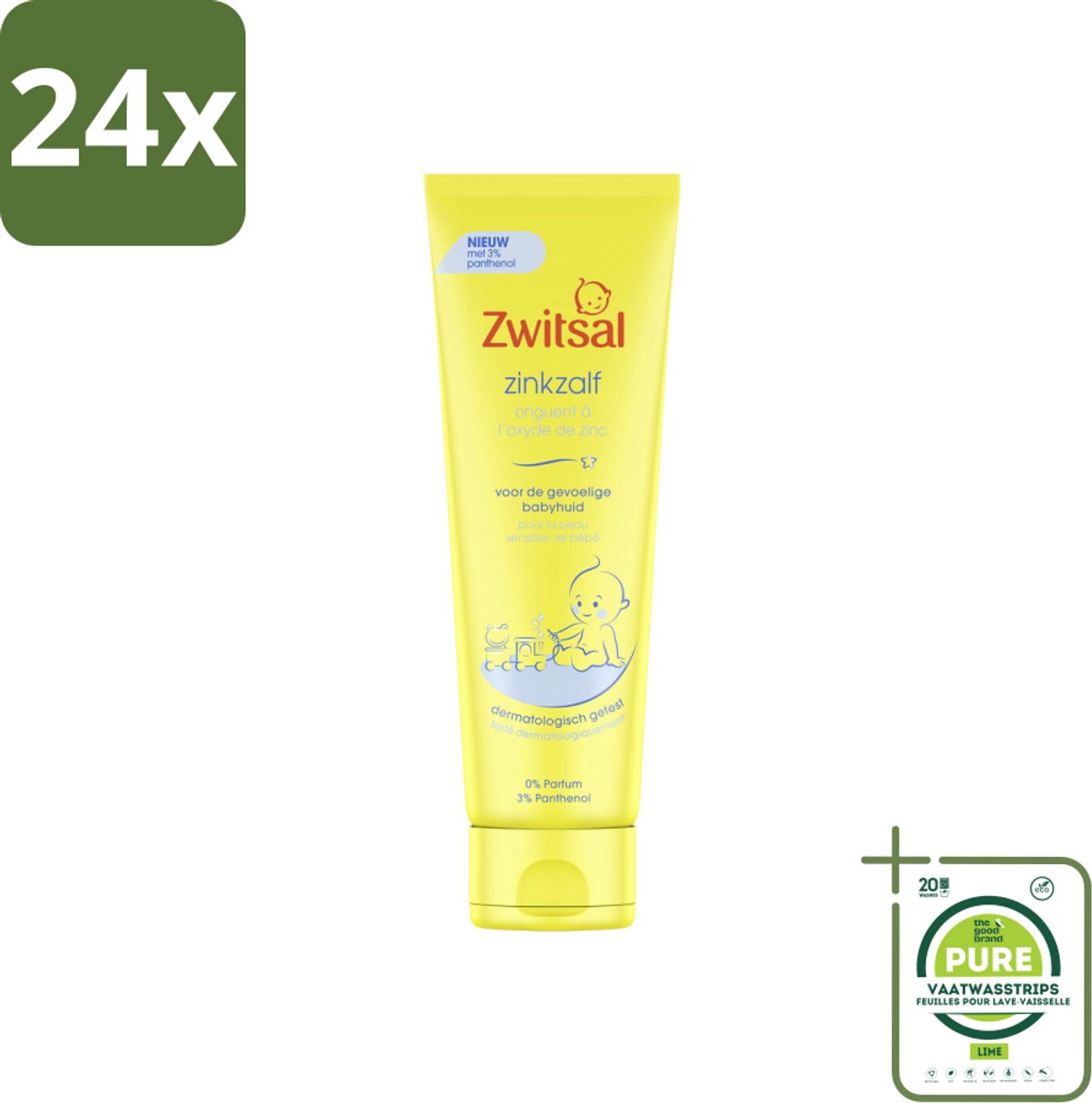Zwitsal 0% Parfum - Babyverzorging - Zinkzalf - Voor de Gevoelige Babyhuid - 100 ml - Voordeelverpakking - 24 stuks - Babyhuid - Luieruitslag