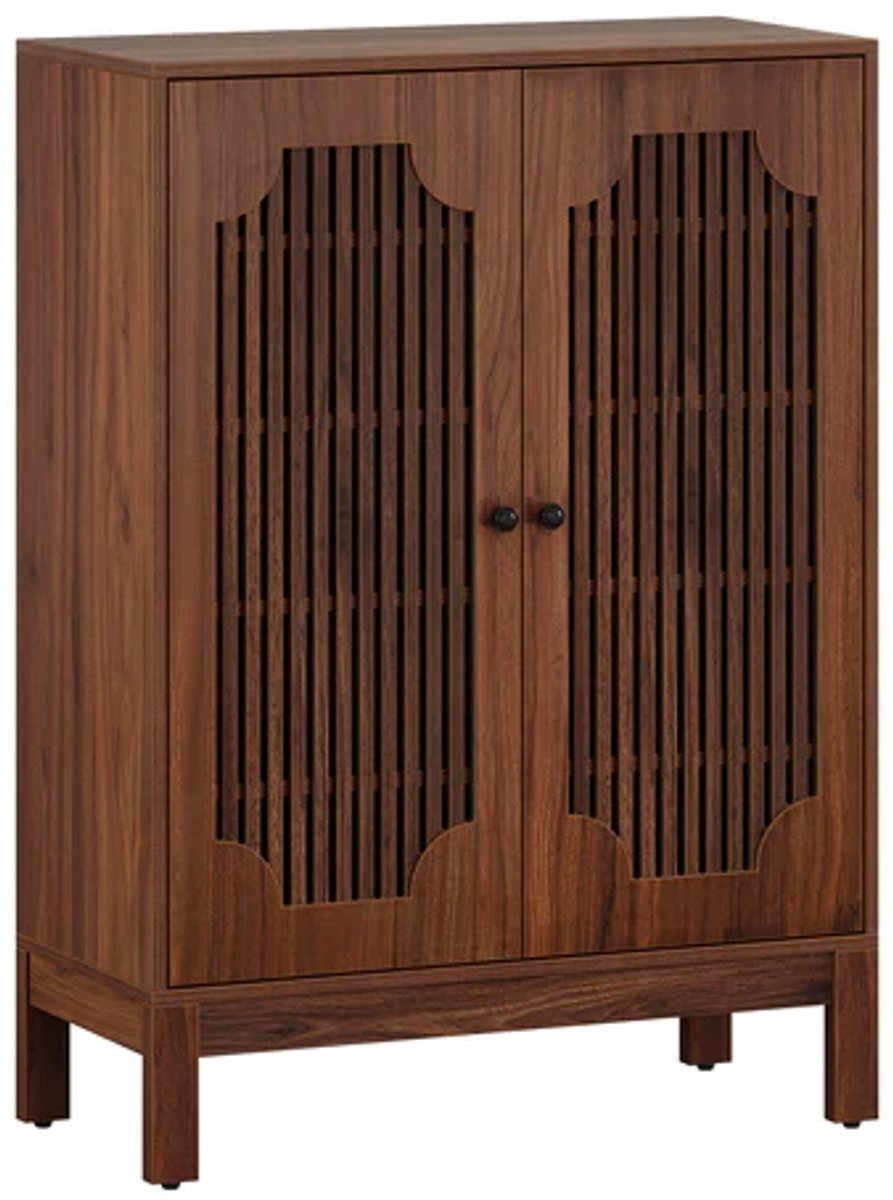 Tribesigns Schoenenkast - 5 Lagen - Verstelbare Planken - Lattendeuren - 80 x 35 x 110 cm - Bruin - MDF