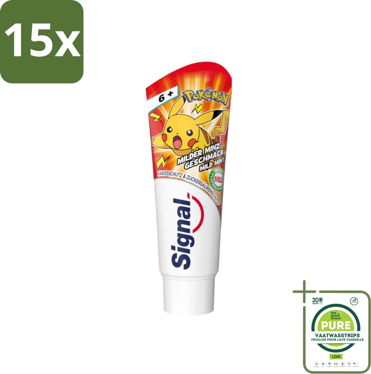 15 x Signal - Pokémon - Tandpasta - Milde Munt Smaak - Anti-Tandsteen - Kinder 6+ Jaar - 75 ml - Grootverpakking - Tandpasta Voor Kinderen - Pokémon Tandpasta - Anti-tandsteen Tandpasta - Fluoride Tandpasta - Milde Muntsmaak Tandpasta