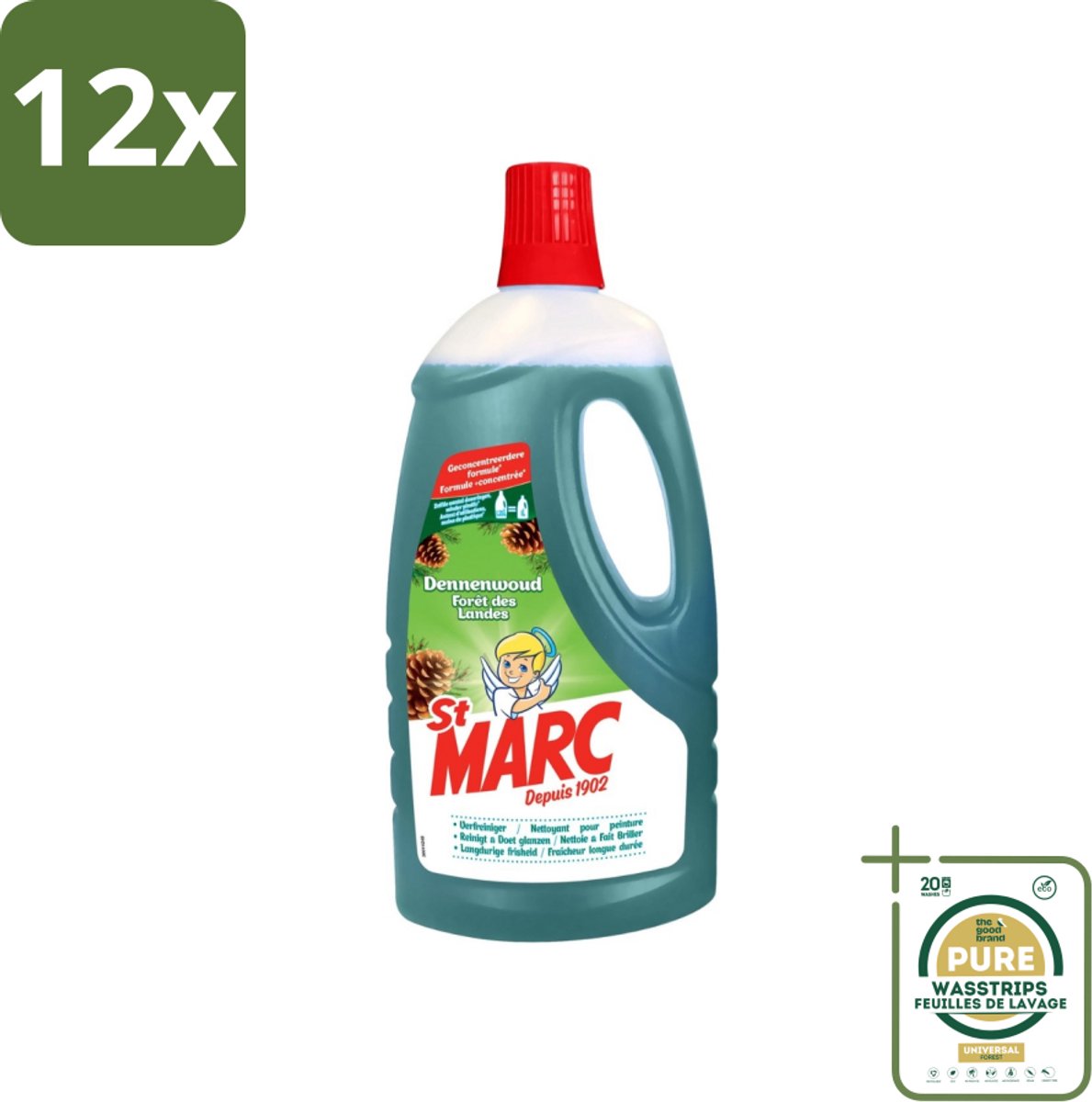 St. Marc - Multireiniger - Dennenfris - Biologisch Afbreekbaar - 1L - Voordeelverpakking - 12 stuks - Biologisch afbreekbaar - Dennengeur