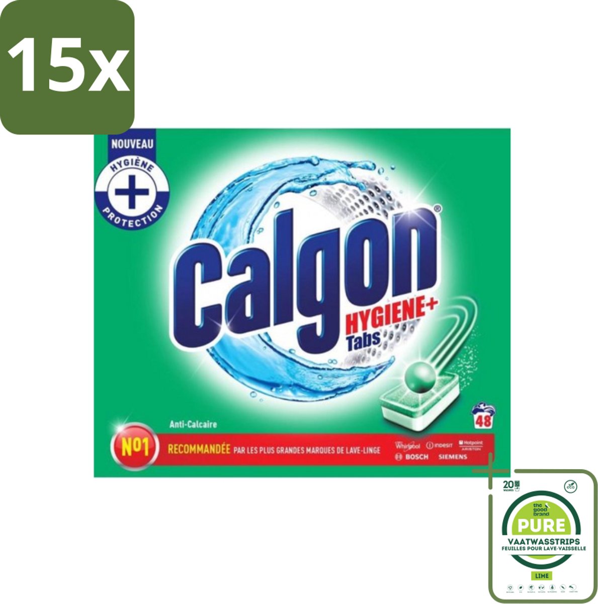15 x Calgon - Wasmachinereiniger - Tegen Kalkaanslag - 48 Tabletten - Grootverpakking - Wasmachinereiniger - Kalkverwijderaar - Wasmachineonderhoud - Wasmachinetabletten - Wasmachine Reiniging