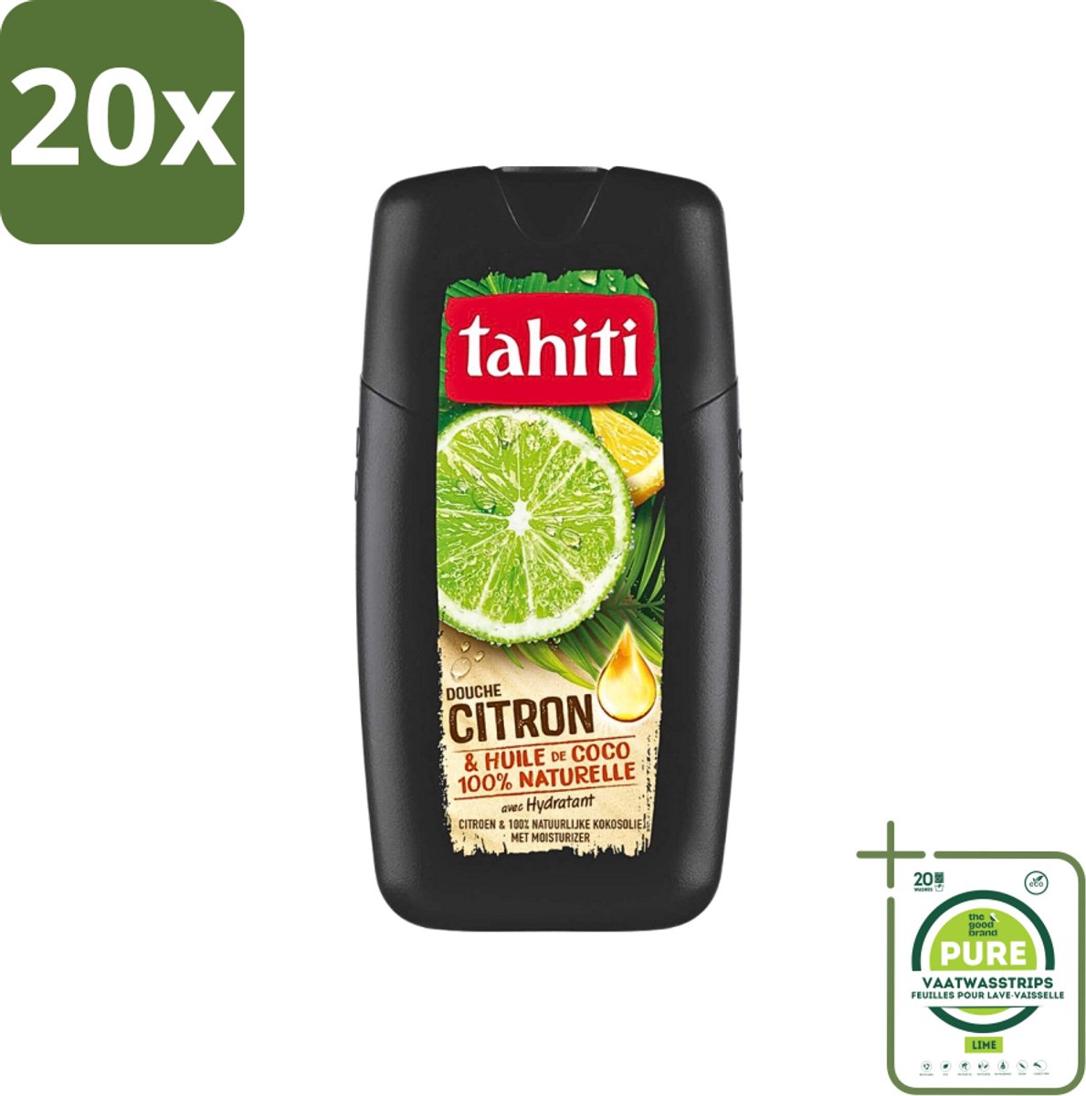 20 x Tahiti - Douchegel - Citroen & Kokosolie - Hydraterend - 250 ml - Grootverpakking - Douchegel - Citroen - Kokosolie - Hydraterend - Verzorgend