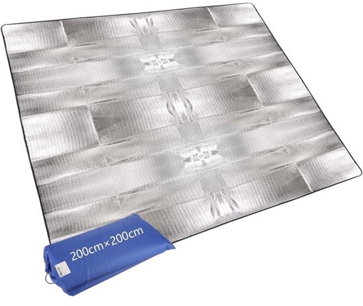 Lichtgewicht Isolatie Aluminium Slaapmat voor Kamperen - Opvouwbare Thermomat 200 x 200 cm - Ideaal voor Camping en Strandpicknick