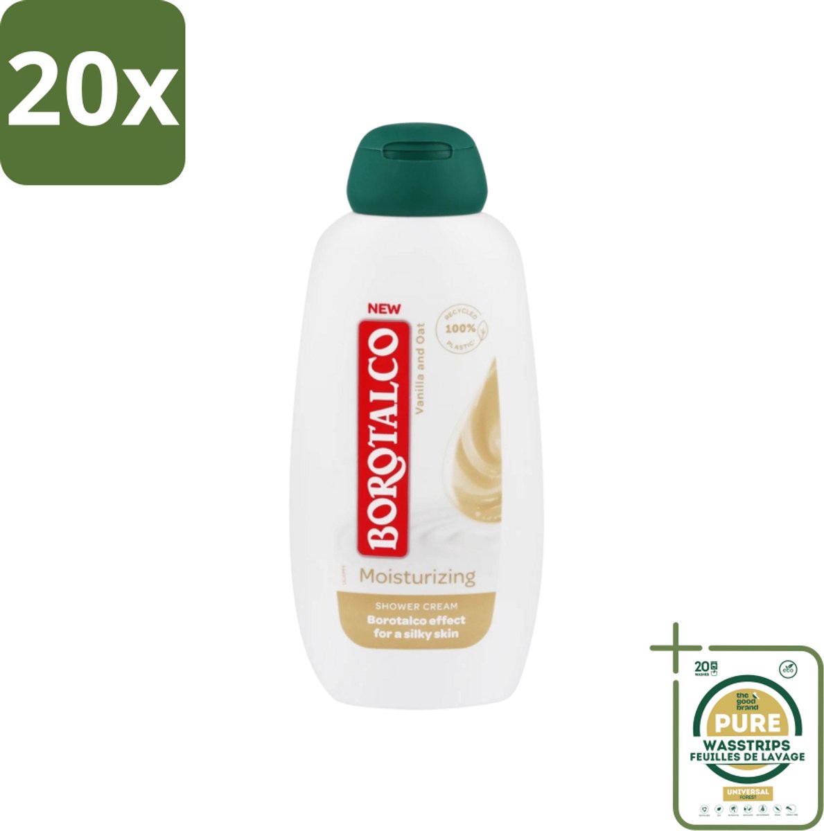 20 x Borotalco - Douchegel - Moisturizing - Vanilla & Oat - 250 ml - Grootverpakking - Douchegel - Huid Verzorgen - Huid Hydrateren - Vanille Geur - Haver Extract