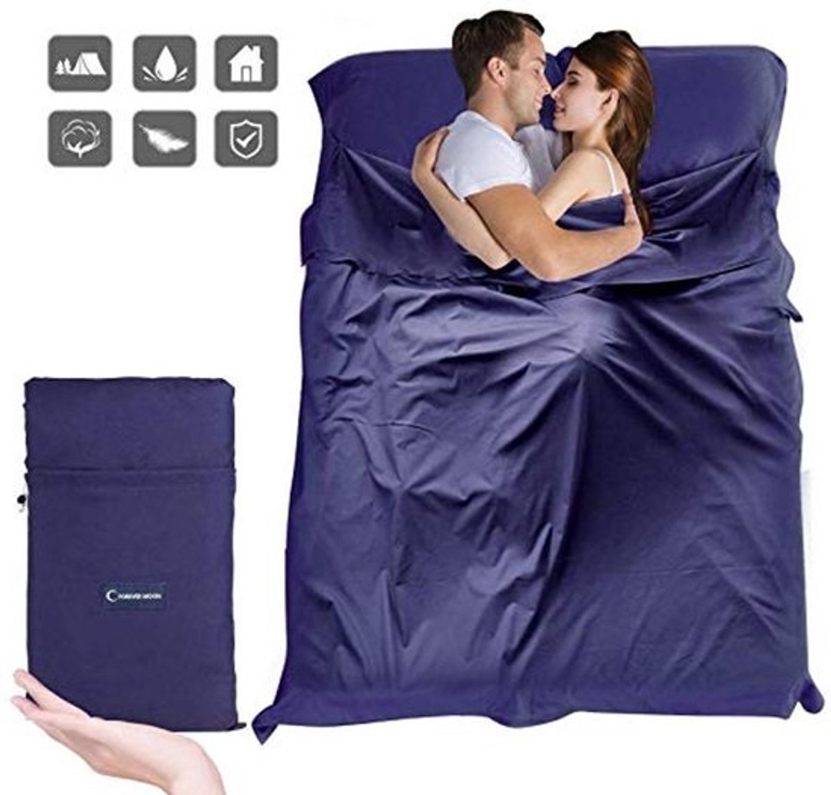 Draagbare reisslaapzak microvezel 75 x 210 cm voor hostels, reizen, en meer