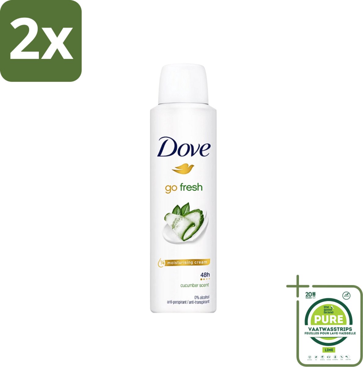 Dove Go Fresh - Deospray - Komkommer - 150 ml - Voordeelverpakking - 2 stuks - Dove Go Fresh - Deodorant